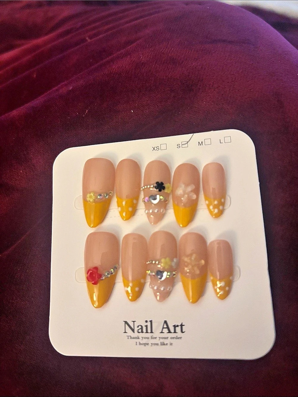 Yellow & Pink Press-On Nail Set